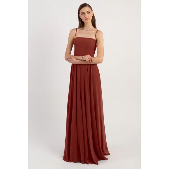 Jenny Yoo Renee Dress in Rust Chiffon | Size 2 |  Bridesmaid Gown Wedding - Picture 1 of 9
